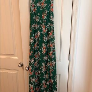 Green Floral Maxi Dress - Sleeveless Tiered Summer Dress